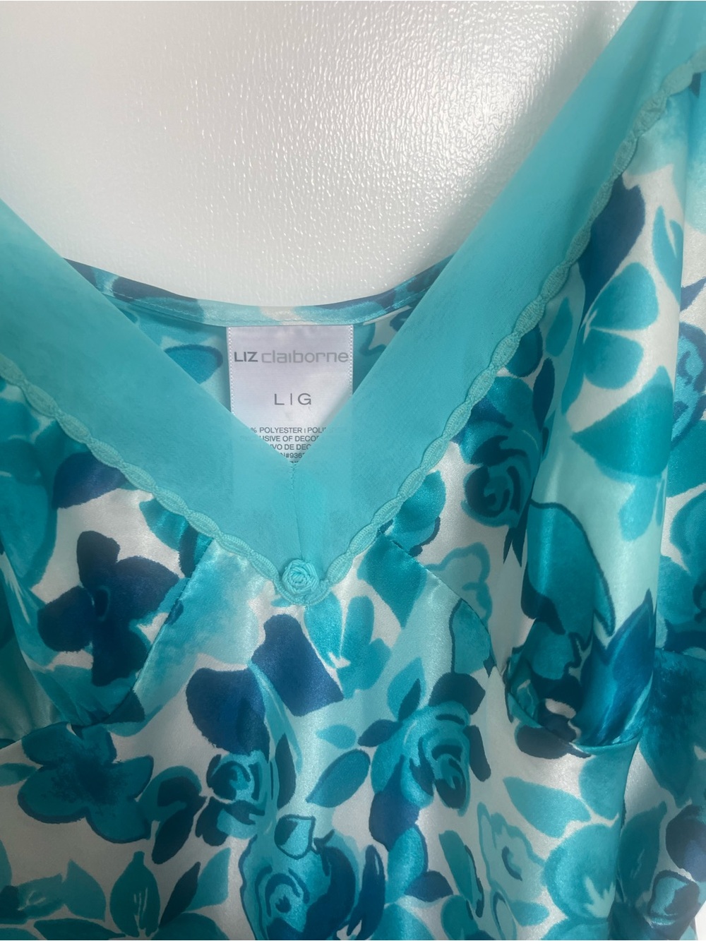 Liz Claiborne Teal and Turquoise Floral Slip Dress - Picture 2 of 3